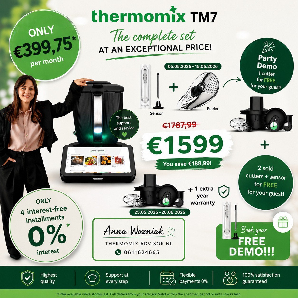 Thermomix TM7 | advisor NL| 4 interst -Free installments 0%, Witgoed en Apparatuur, Keukenmixers, 2 tot 3 liter, Ophalen, Nieuw