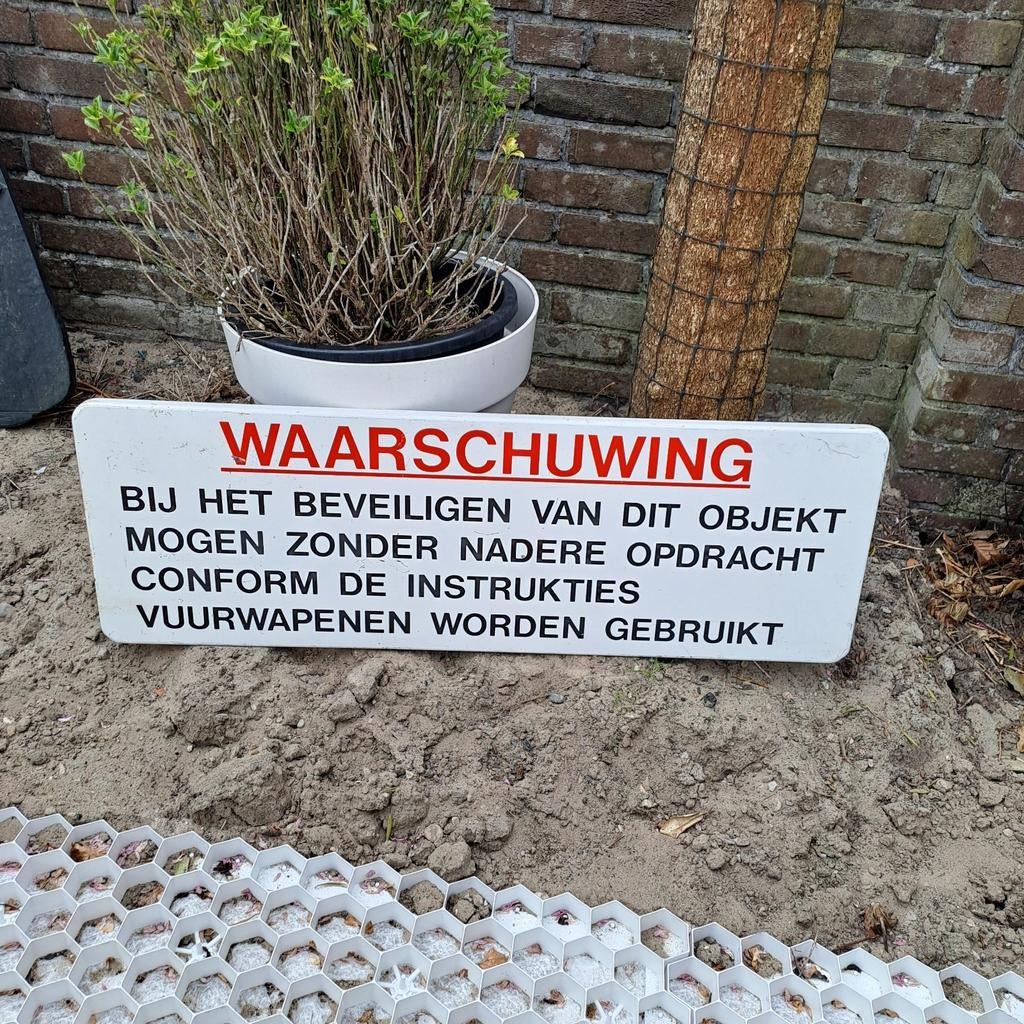 Waarschuwingsbord vuurwapenen, Verzamelen, Ophalen of Verzenden, Reclamebord