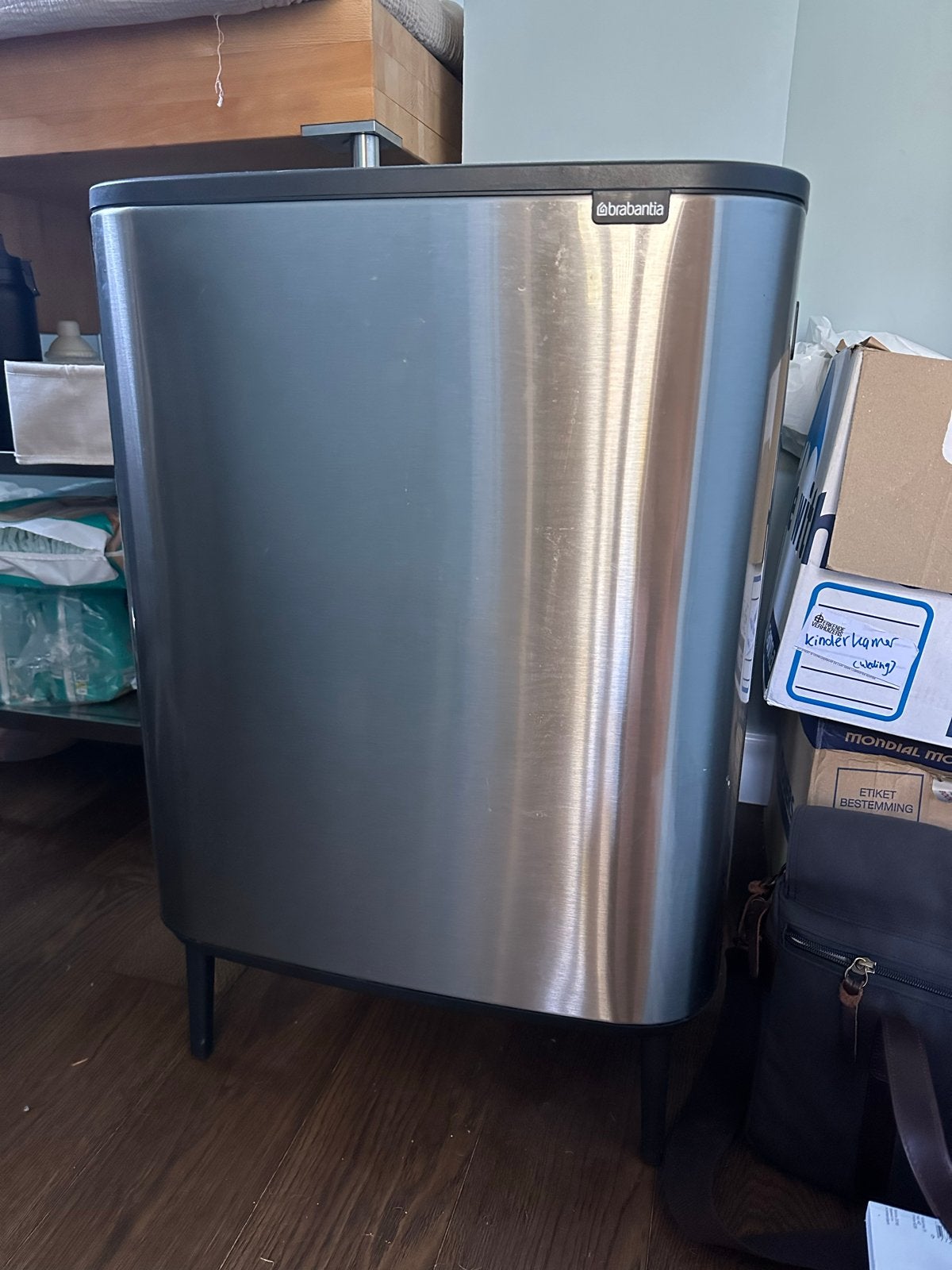 Brabantia Bo Touch Bin Hi 60L Matt Steel Fingerprint Proof, 40 liter of meer, Ophalen, Zo goed als nieuw, Rvs