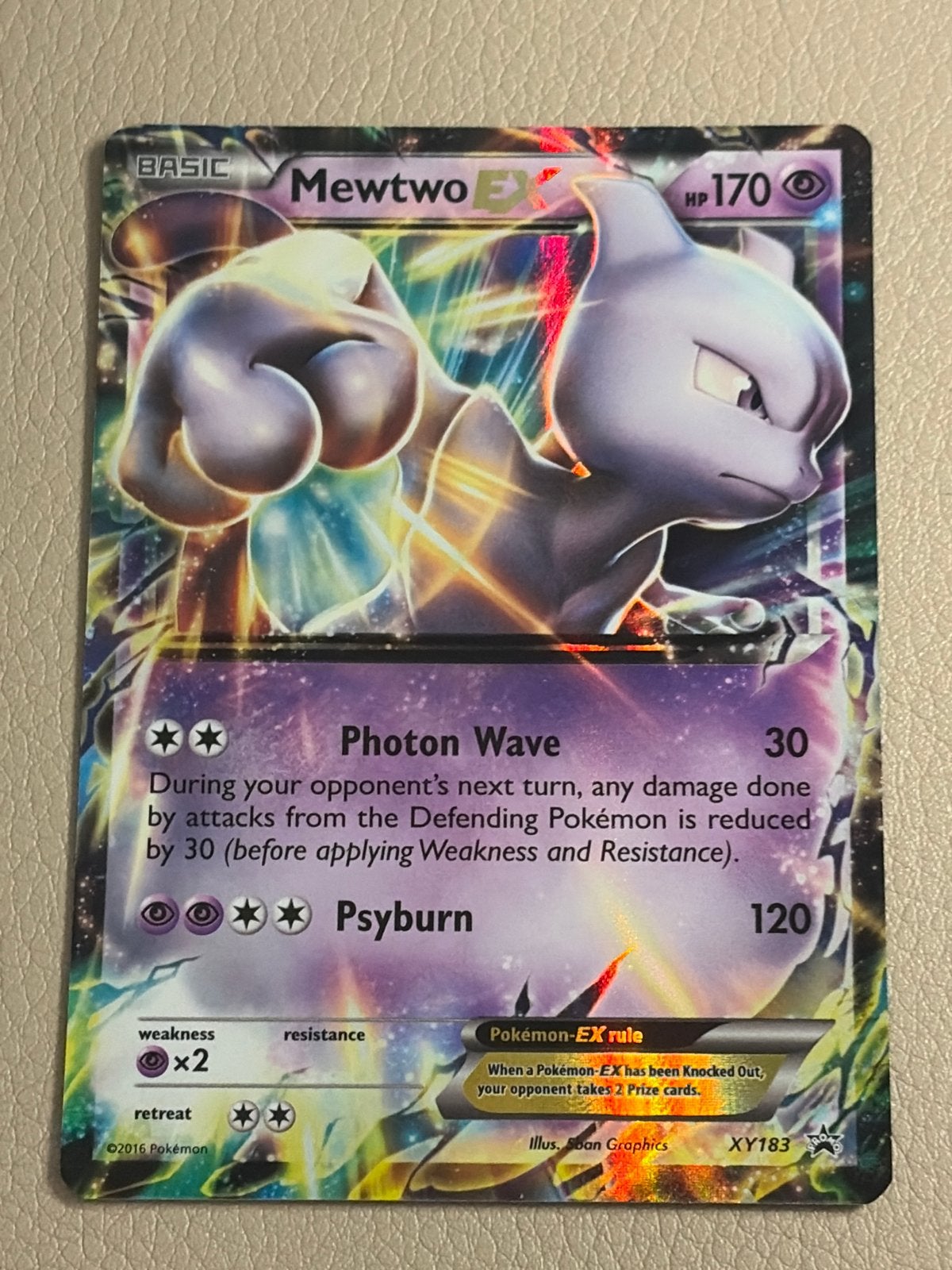Mewtwo ex promo XY183, Ophalen of Verzenden, Zo goed als nieuw, Losse kaart, Foil