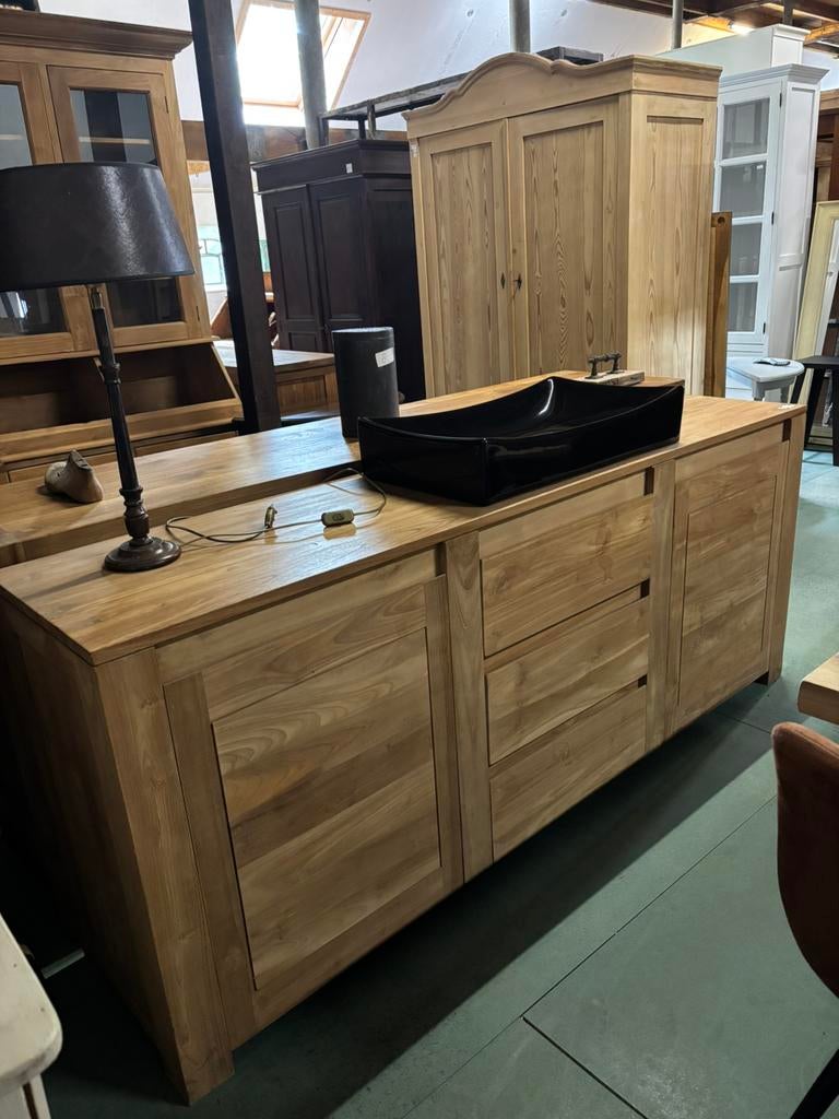Badkamer meubel teak landelijk verschillende maten & kleuren, Ophalen, (Half)hoge kast, Hoevesteenwijkerwold, 150 tot 200 cm