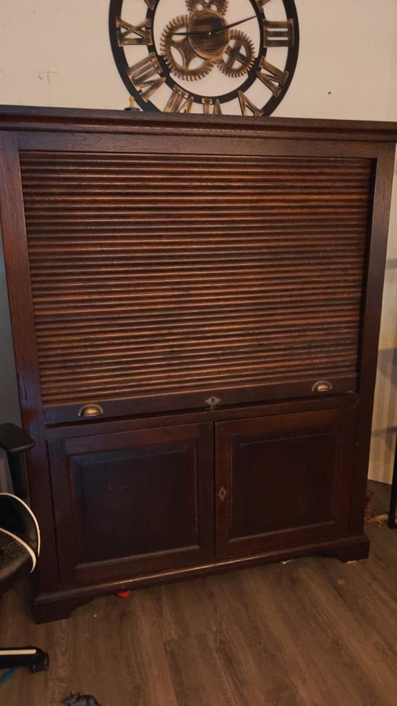 Antieke secretaire / computerkast met rolluik, Ophalen, Gebruikt