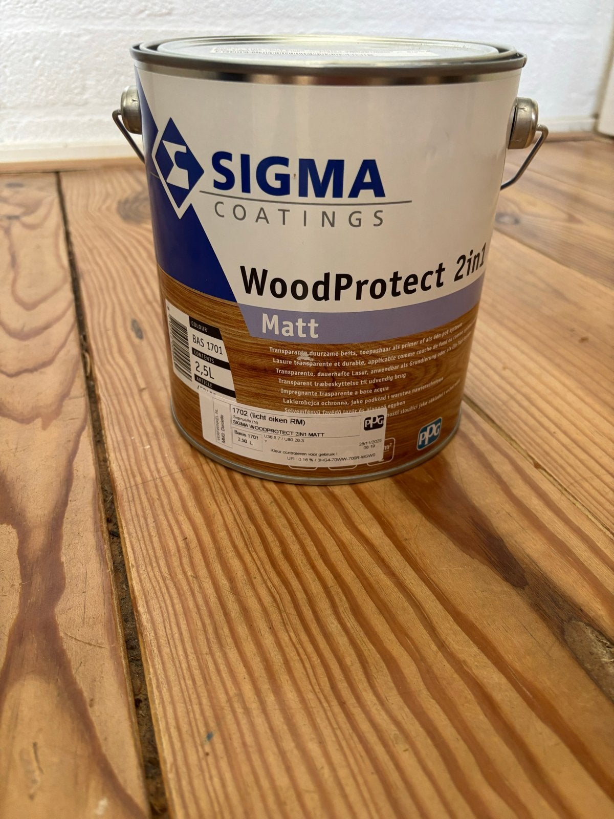 Sigma WoodProtect 2in1 Matt - 2.5L Licht Eiken, Ophalen, Overige kleuren, Nieuw, Beits