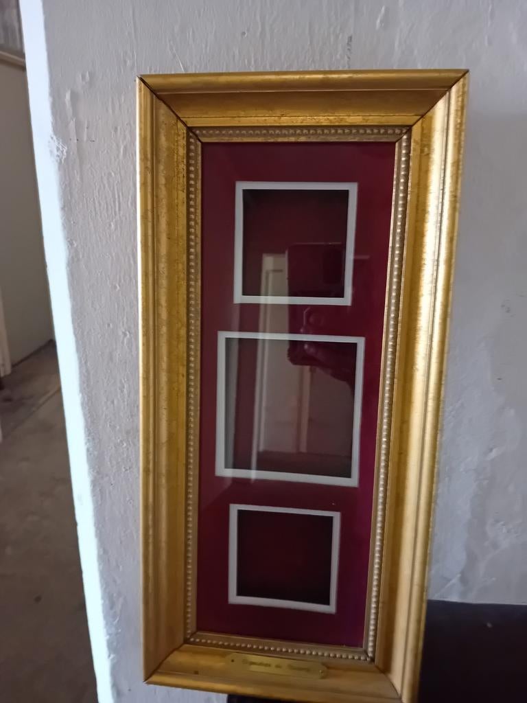 Decoratief kunst kastje met 3 vakjes - Goudkleurig, Minder dan 50 cm, Gebruikt, 50 tot 75 cm, Ophalen of Verzenden