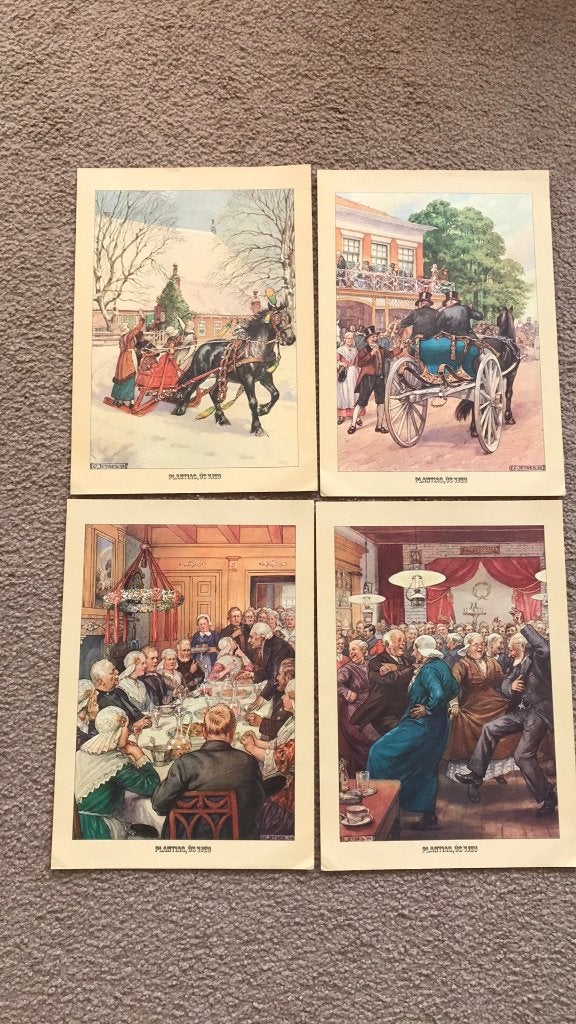 4 Prenten van C.Jetses, Ophalen of Verzenden, Voor 1940, Gebruikt, Overige onderwerpen
