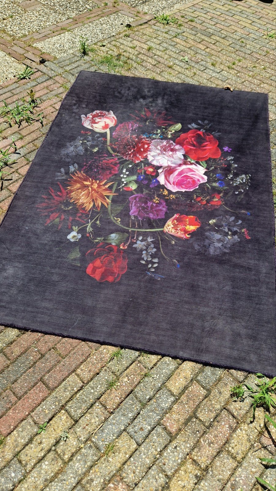 Kwantum vloerkleed 200x140 cm met bloemenprint, Gebruikt, 100 tot 150 cm, 150 tot 200 cm, Rechthoekig