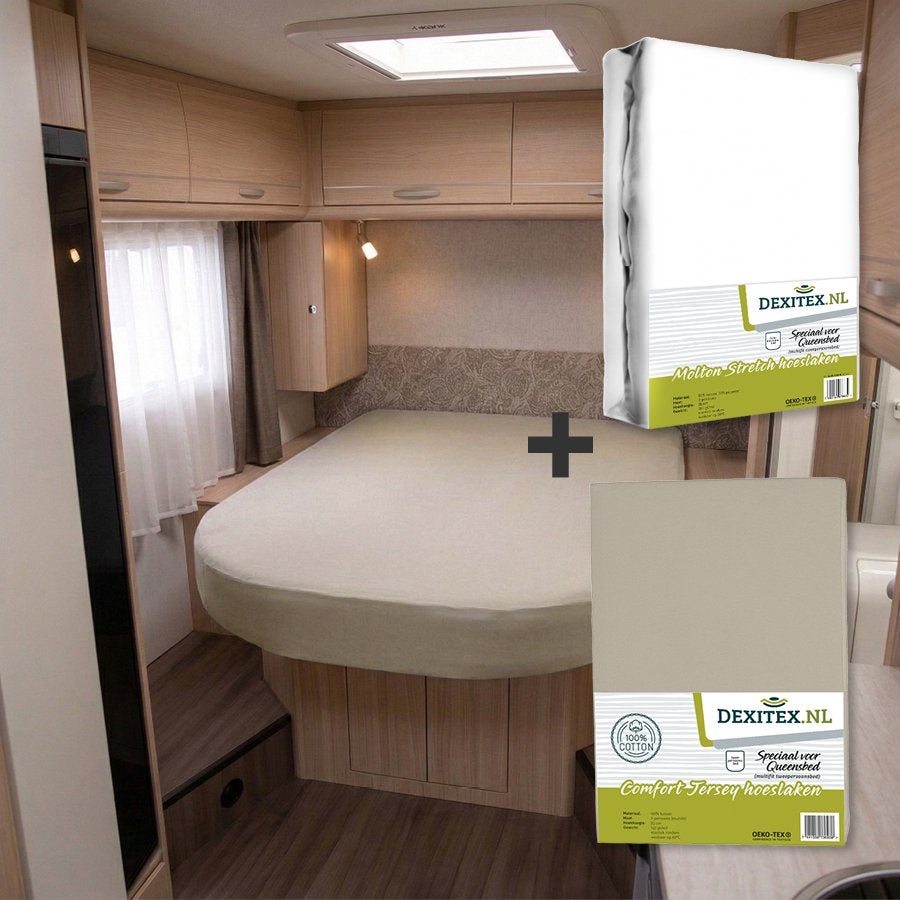 Textielpakket Queensbed/Eilandbed - 1 molton met 1 jersey, Caravans en Kamperen, Dexitex.nl, Verzenden, Buurserstraat 15 A, 7481 EG,Haaksbergen