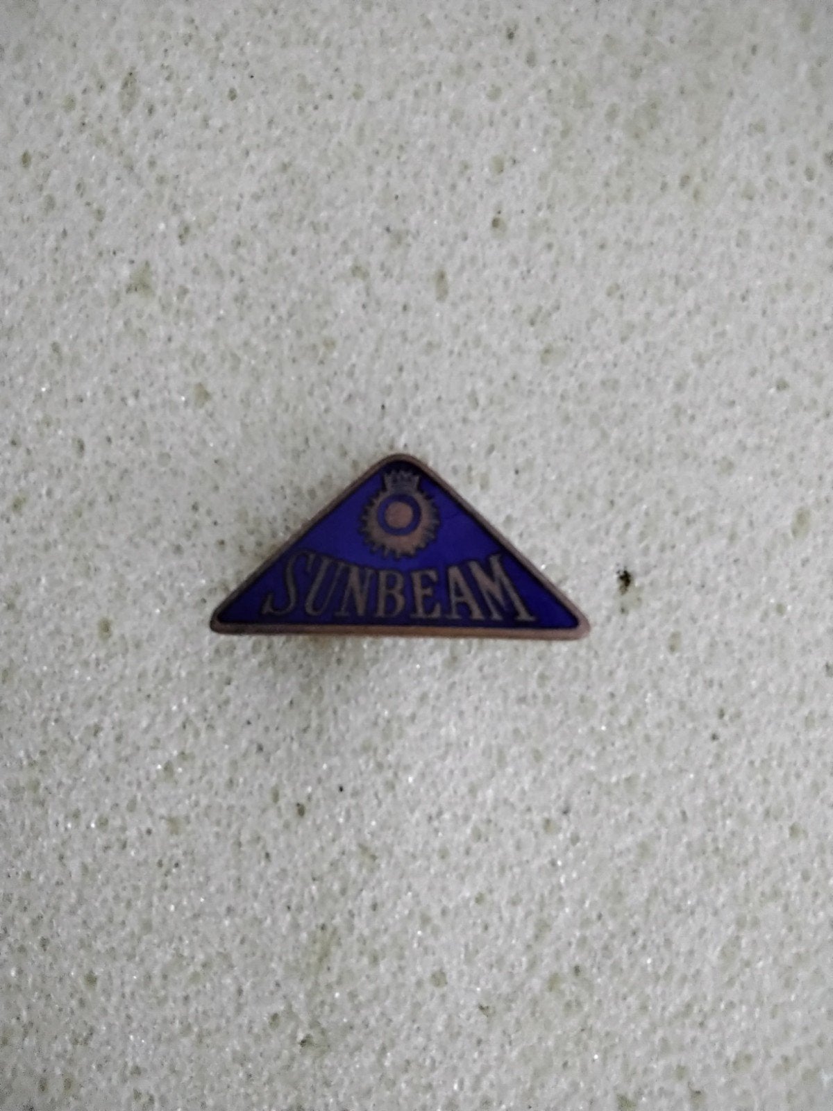 Oude Emaille Sunbeam broche, Ophalen of Verzenden, Transport
