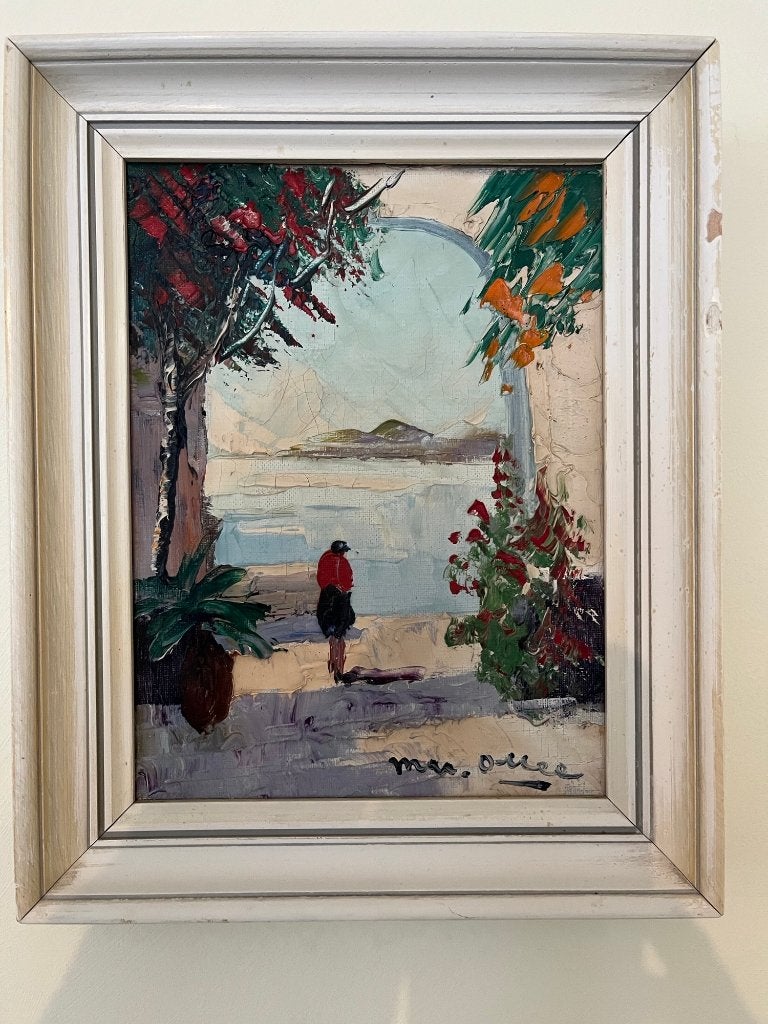 gesigneerd oud schilderijtje, Expressionistisch, Landschap, Olieverf, Gedateerd