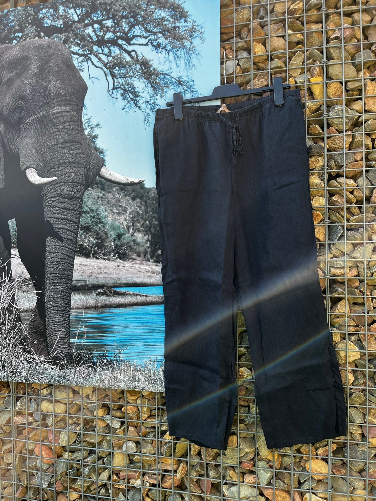 Zwarte linnen broek H&M, maat L, Zwart, Maat 42/44 (L), Ophalen of Verzenden, Zo goed als nieuw