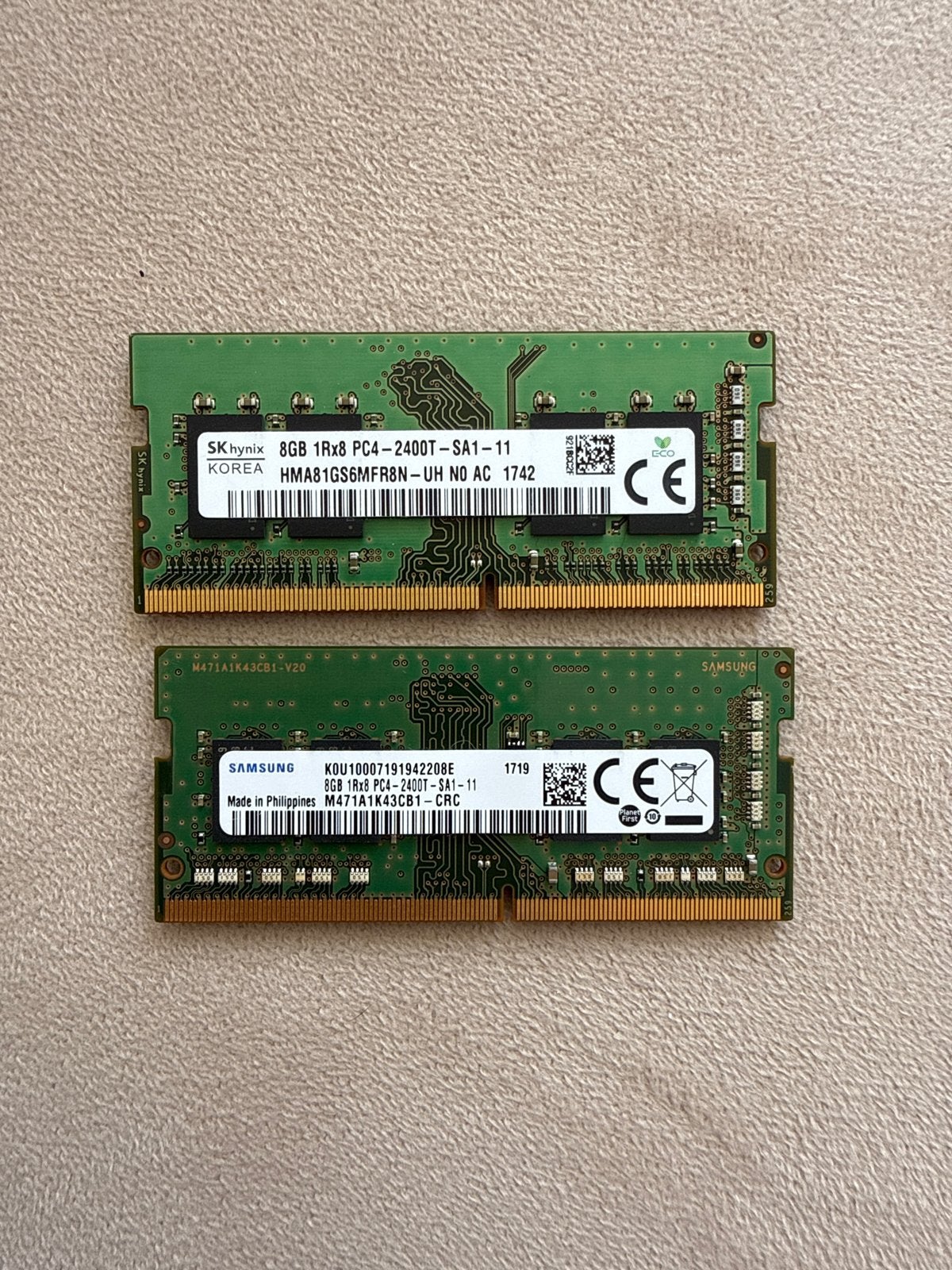 2x 8GB DDR4 RAM Geheugen voor Laptop (SK Hynix & Samsung), Computers en Software, RAM geheugen, DDR4, 8 GB, Ophalen of Verzenden