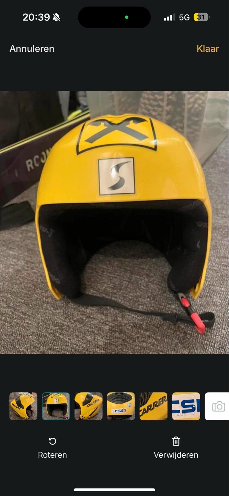 Carrera Skihelm Geel - Maat M (57-58), Overige merken, Gebruikt, Overige typen, Ophalen of Verzenden