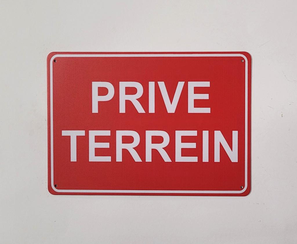 Prive Terrein rood reclamebord van metaal wandbord decoratie, Info@deconoord.nl, Deco Noord, Nieuw, Ophalen of Verzenden