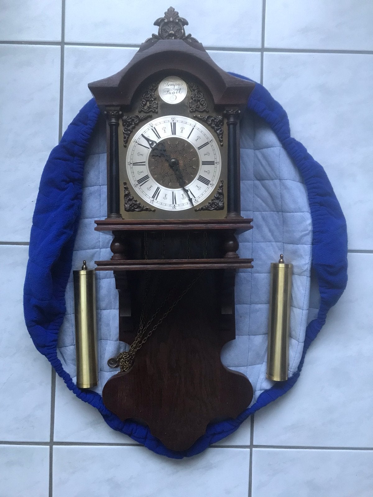 Antieke Tempus Fugit Wandklok- Klassiek Design., Antiek en Kunst, Ophalen of Verzenden