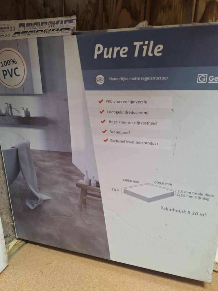 20m2 Gelasta Pure Tile PVC (Lijmversie) - Basalt/Betonlook, Ophalen, 50 tot 150 cm, Nieuw, Vloerdelen of -planken