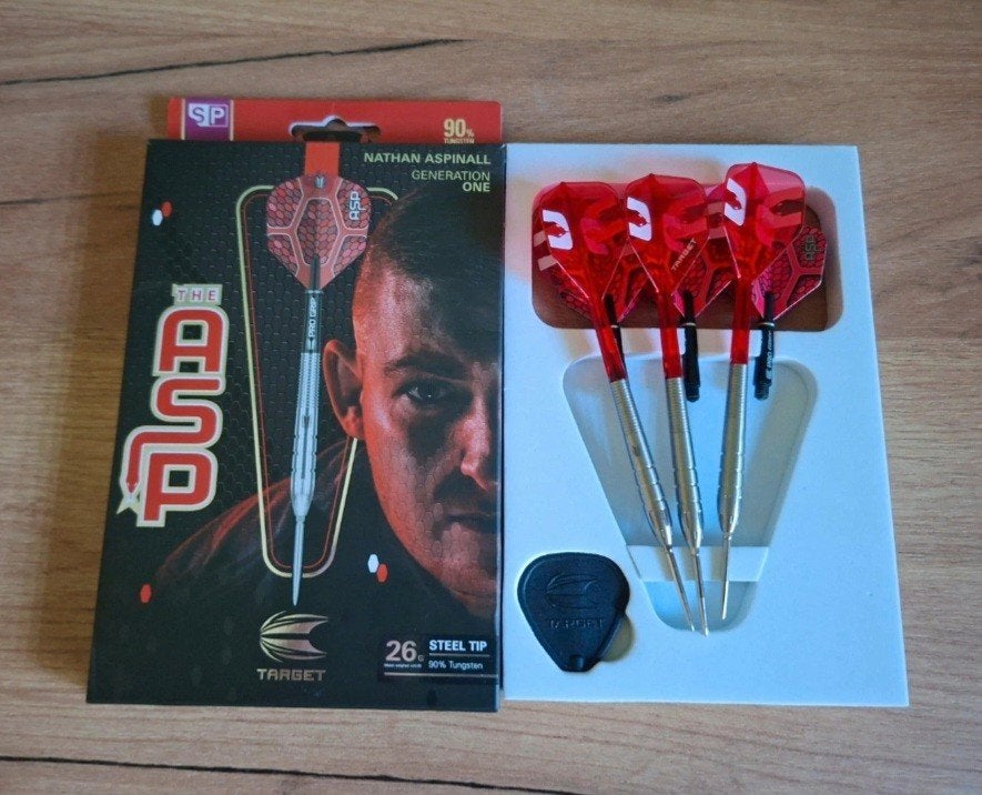Nathan Aspinall gen1 SP darts, Sport en Fitness, Darts, Ophalen of Verzenden, Zo goed als nieuw, Pijlen