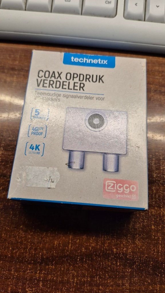 Technetix Coax Opdruk Verdeler - Ziggo Geschikt 4K, Ophalen of Verzenden, Nieuw, Minder dan 2 meter, Coaxiale kabel