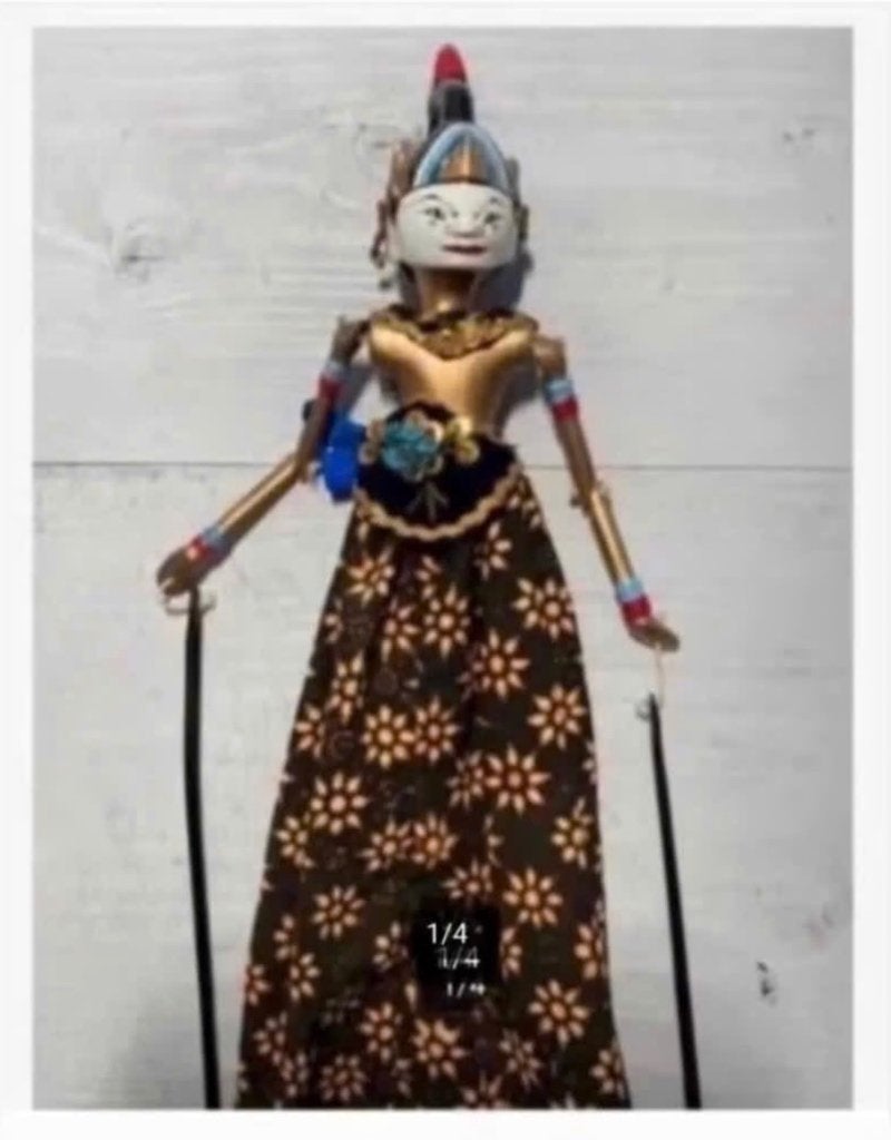 Brocante Wajang pop, 33 cm, Indonesië, Ophalen of Verzenden, Zo goed als nieuw, X, Pop
