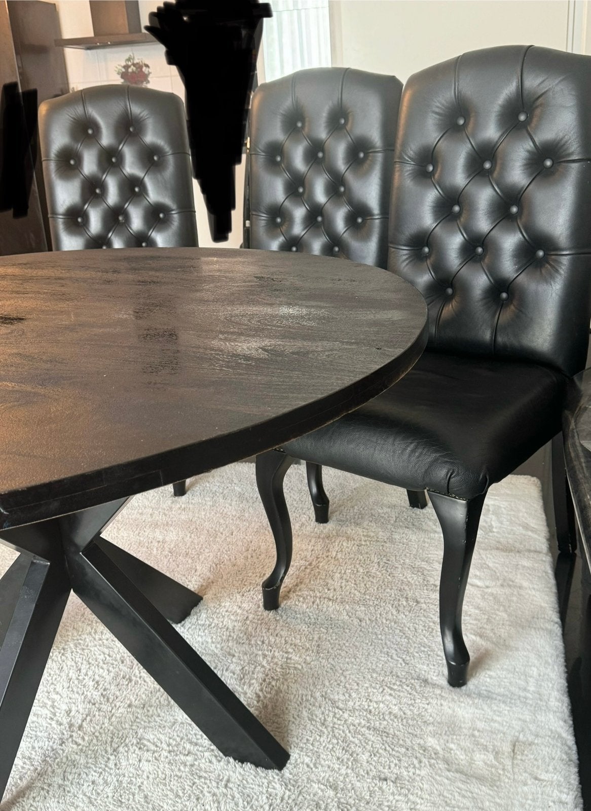 6 echt lederen goossens eetkamerstoelen. Barokachtig., Huis en Inrichting, Ophalen, Gebruikt, Minder dan 75 cm, 50 tot 75 cm