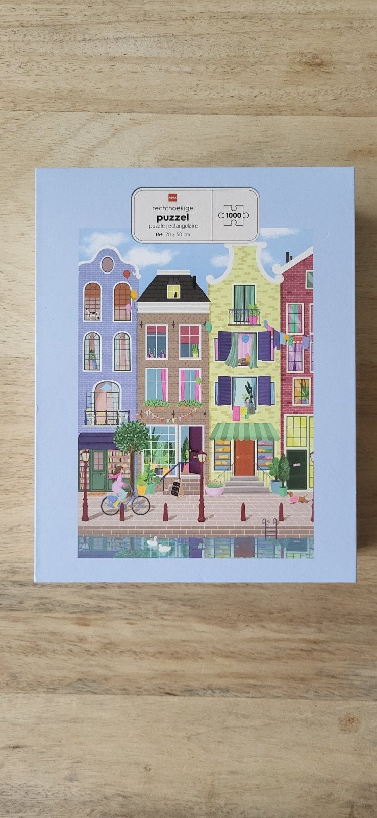 Rechthoekige Puzzel 1000 Stukjes - Amsterdam Grachtenpandjes, Ophalen, 500 t/m 1500 stukjes, Zo goed als nieuw, Legpuzzel