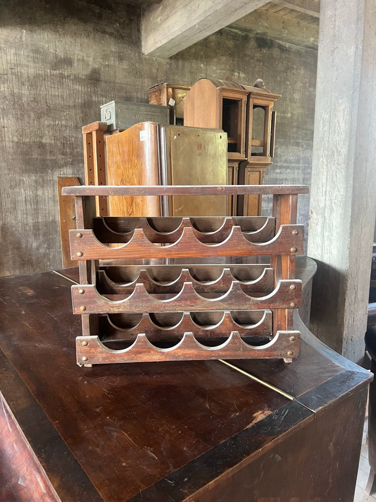 Houten wijnrek voor 12 flessen - Vintage stijl, Gebruikt, Ophalen of Verzenden, Info@barrelatelier.nl, Beatrixweg 1
