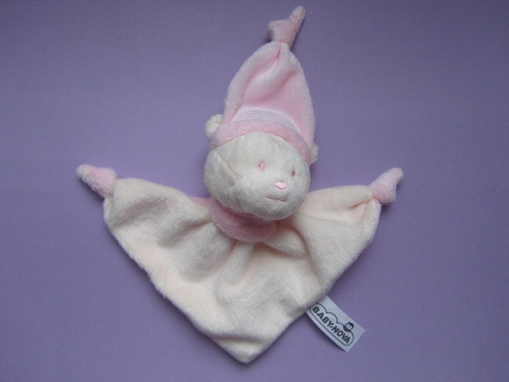 BABY NOVA Knuffeldoekje BEER. ROZE - WIT **Nieuw**, Overige karakters, Beer, Nieuw, Ophalen of Verzenden
