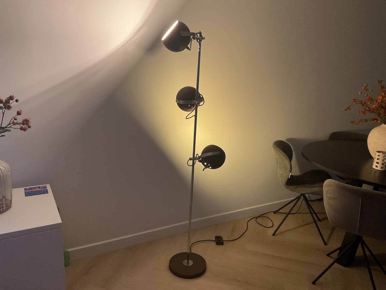 Vloerlamp Herda bruin eye ball spage age bollenlamp design, Ophalen, Zo goed als nieuw, Sixties/seventies, Metaal