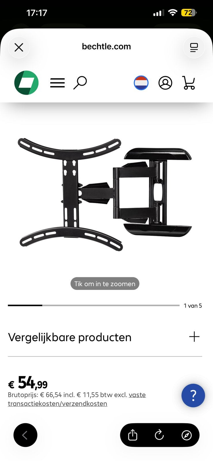 Hama Fullmotion TV beugel 32 t/m 65 inch, nieuw in doos, Ophalen of Verzenden, Nieuw