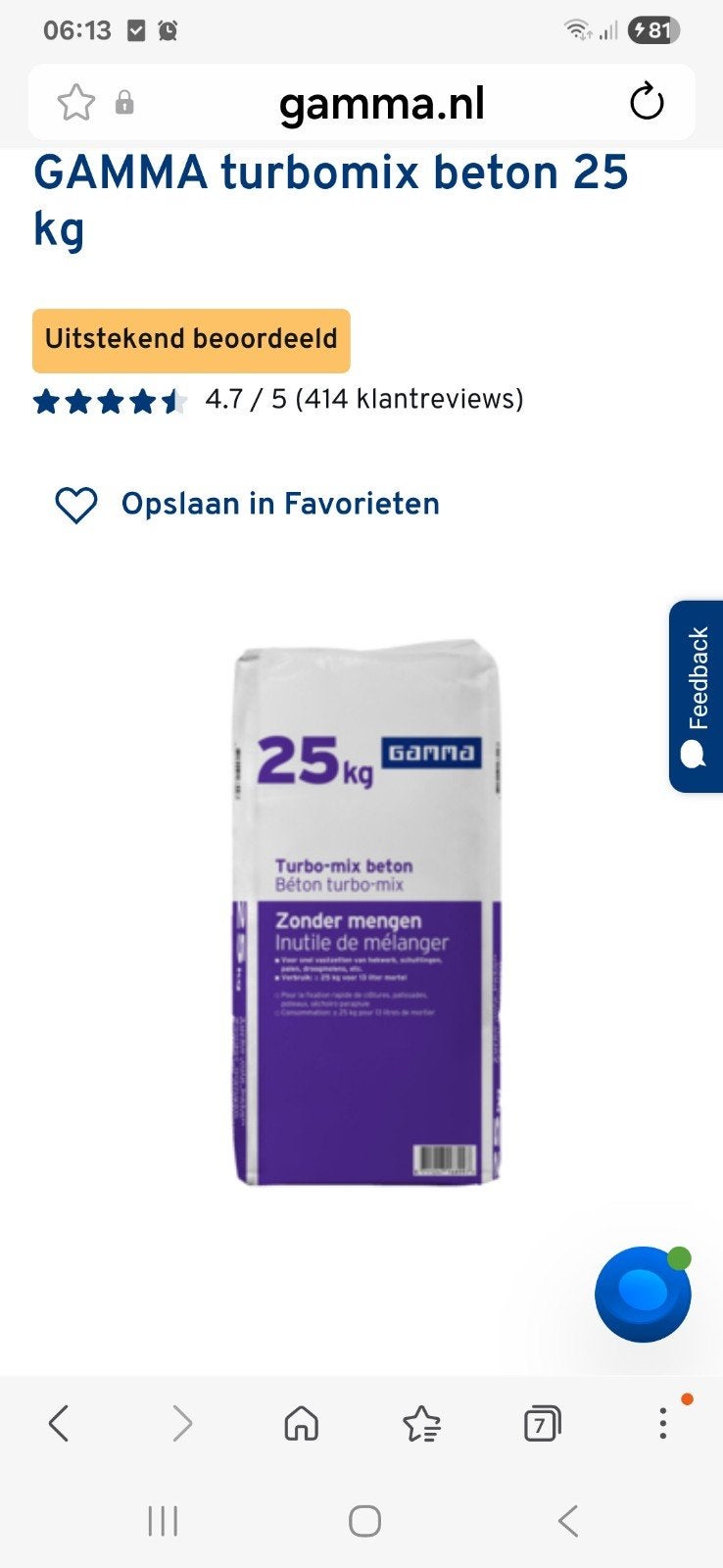 Turbo-betonmortel gratis!, Doe-het-zelf en Verbouw, Verf, Beits en Lak, Ophalen, Wit
