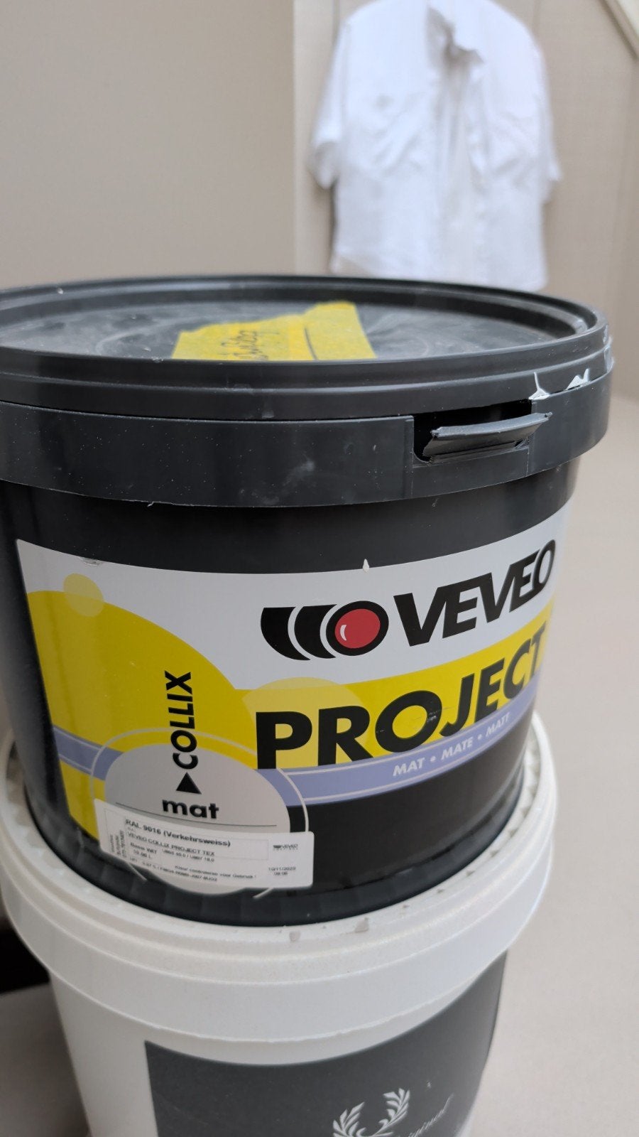 nieuw, 10 liter, ral 9010 verf. projecttex, 10 tot 15 liter, Ophalen, Nieuw, Wit