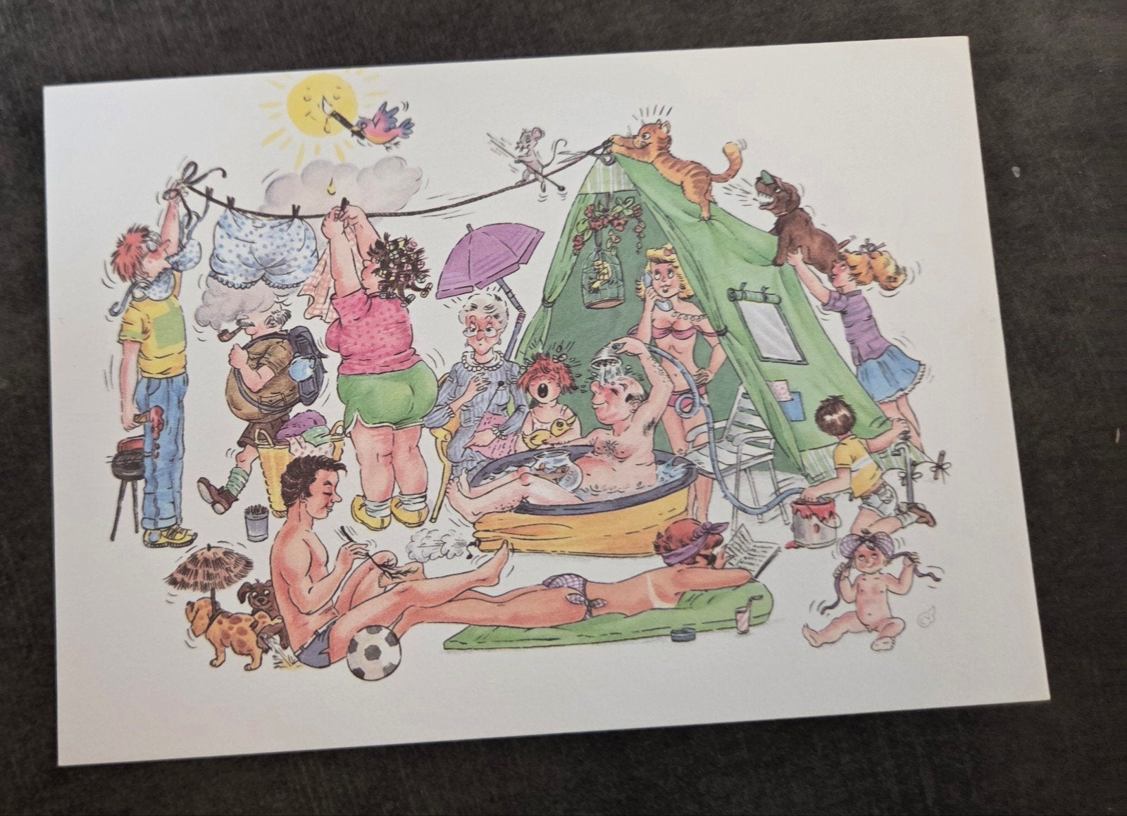 Christl Vogls humoristische camping ansichtkaart, Verzenden, 1980 tot heden, Ongelopen, Kinderen