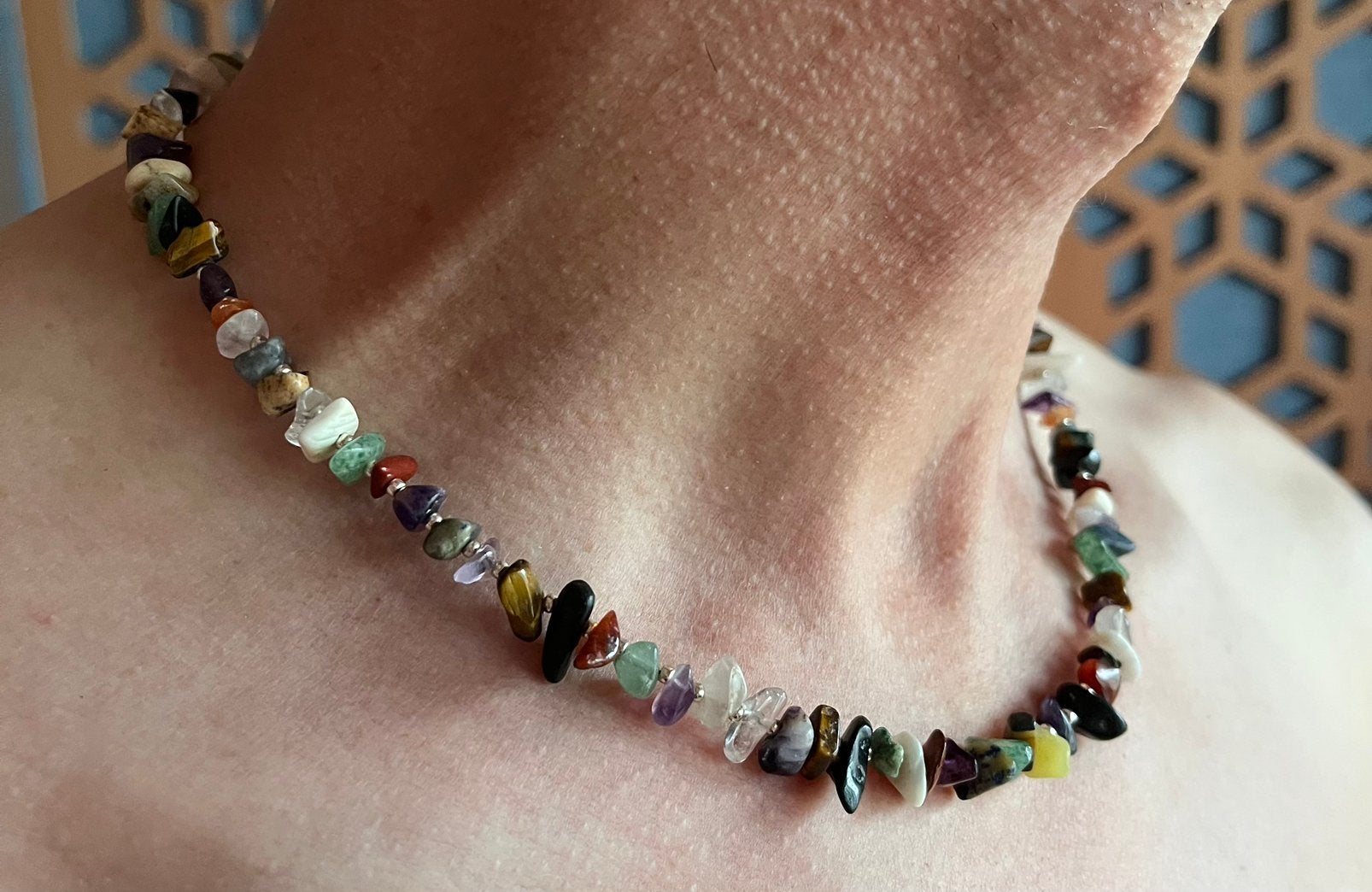 splitedelsteen ketting, Ophalen of Verzenden, Nieuw, Overige kleuren, Steen of Mineraal