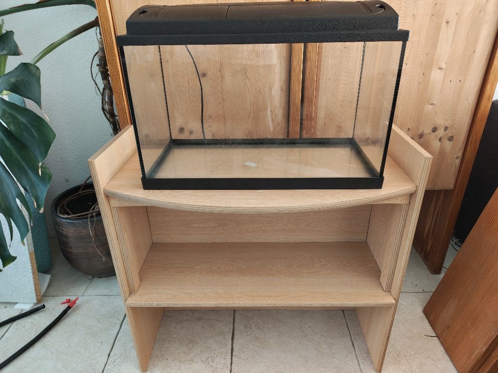 Aquarium (60x30x35) & Kast (84x40x80), Ophalen, Gebruikt, Overige merken, Inclusief deksel