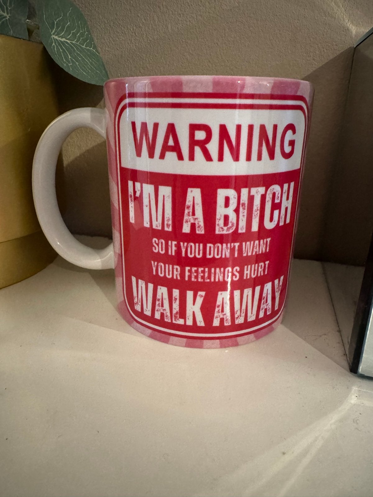 Grappige mok "Warning I'm a Bitch" - Nieuw, Overige stijlen, Nieuw, Ophalen of Verzenden, Rood
