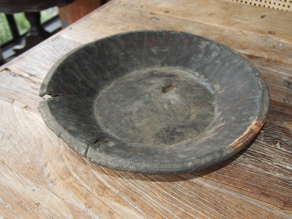 Oude Houten Schaal - 34 cm breed, Gebruikt, Schaal, Rond, Ophalen of Verzenden