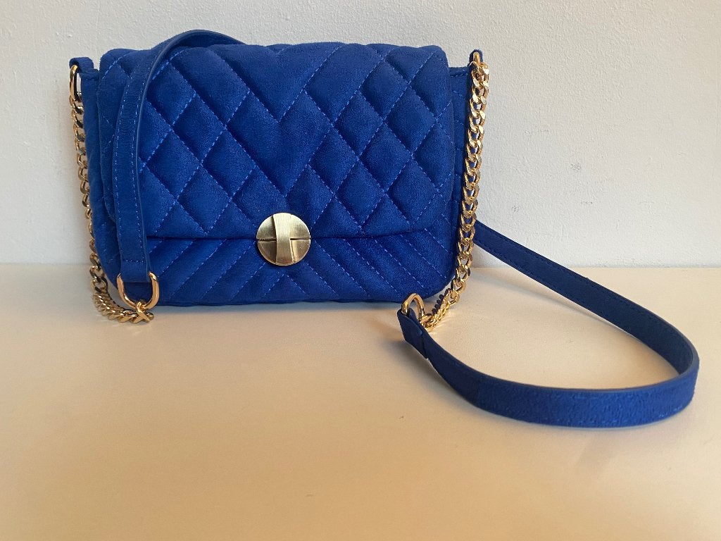 Schouder tas blauw goud 20x14cm, Sieraden, Tassen en Uiterlijk, Verzenden, Nieuw, Blauw, Overige merken