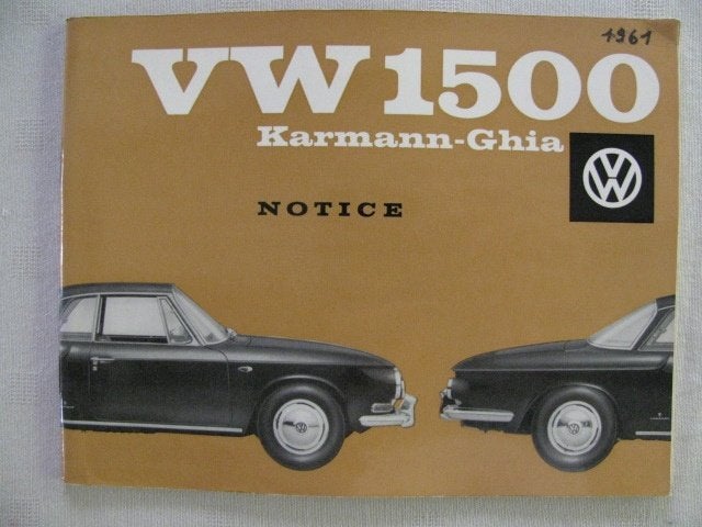Instructieboekje Volkswagen Karmann Ghia Type 34 1500 1961, Ophalen of Verzenden