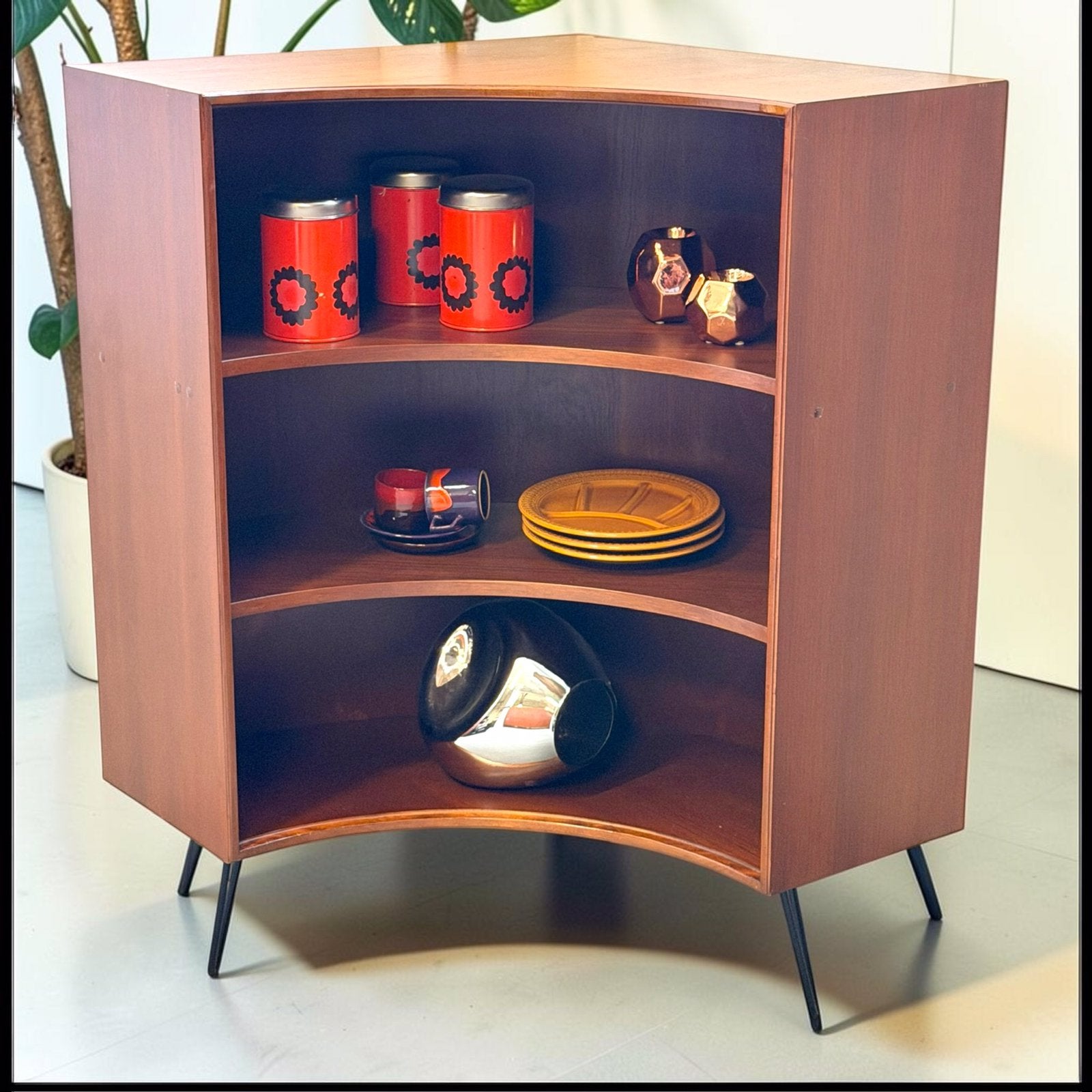 Vintage Formule hoekkast | wandkast | boekenkast, Met plank(en), Teakhout, 25 tot 50 cm, Gebruikt