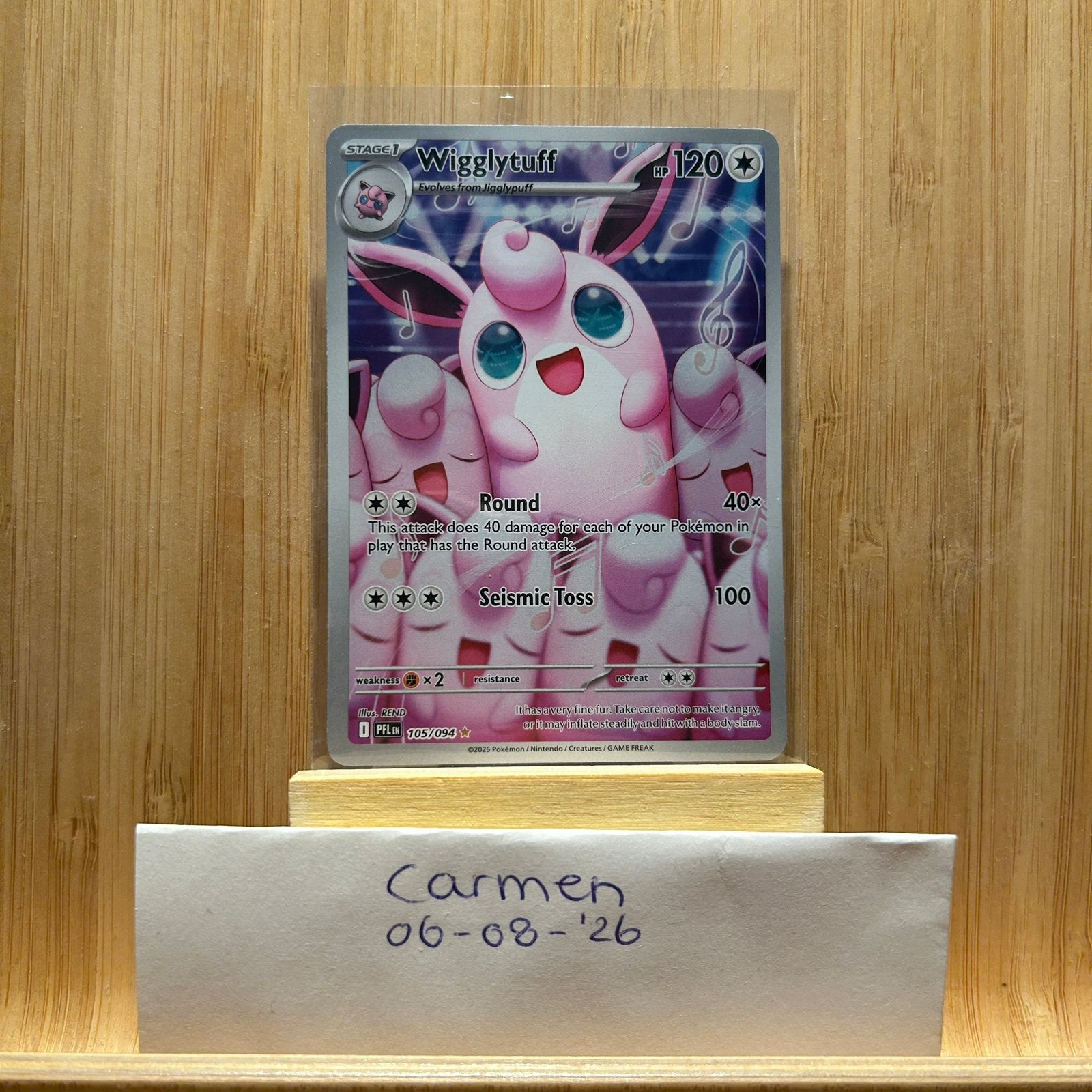 Pokémon Wigglytuff PFL EN 105/094 NM, Ophalen of Verzenden, Zo goed als nieuw, Losse kaart