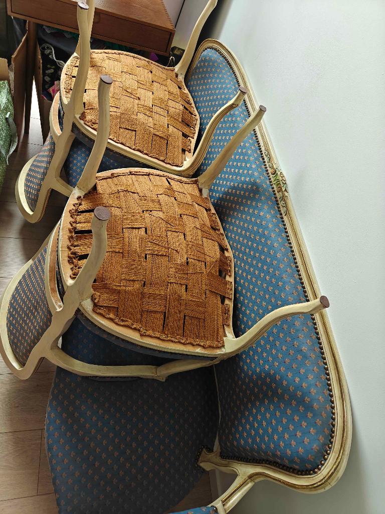 Louis XV stijl vlinderbank en 2 stoelen set, Ophalen