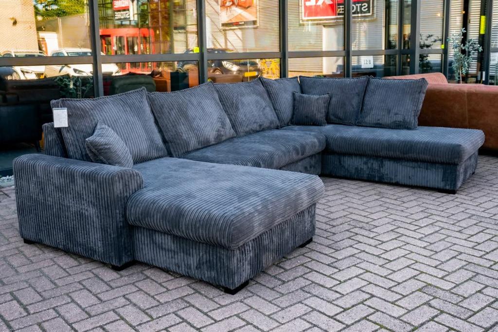 U-Bank Hoekbank - Ribstof als nieuw!, Hoekbank, 300 cm of meer, Ophalen of Verzenden, Zo goed als nieuw