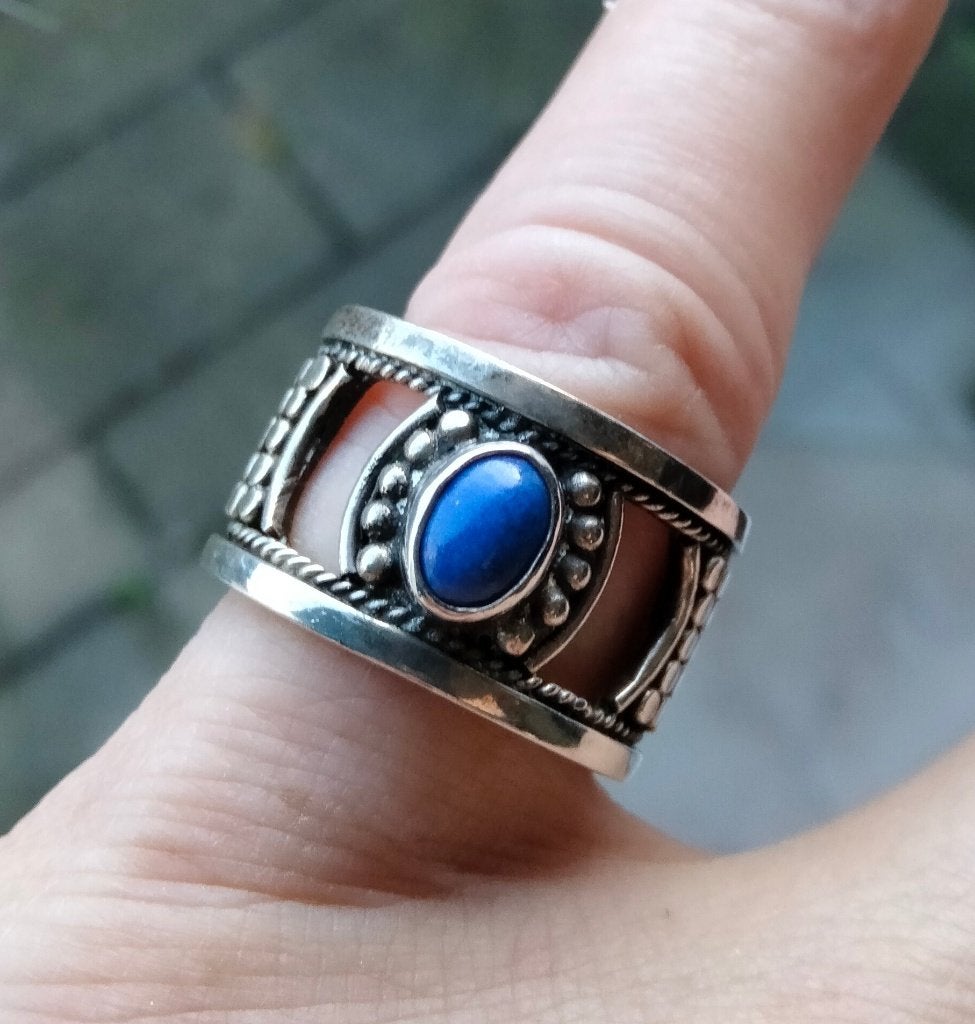 Lapis lazuli ring maat 18, 18 tot 19, Nieuw, Met edelsteen, Dame