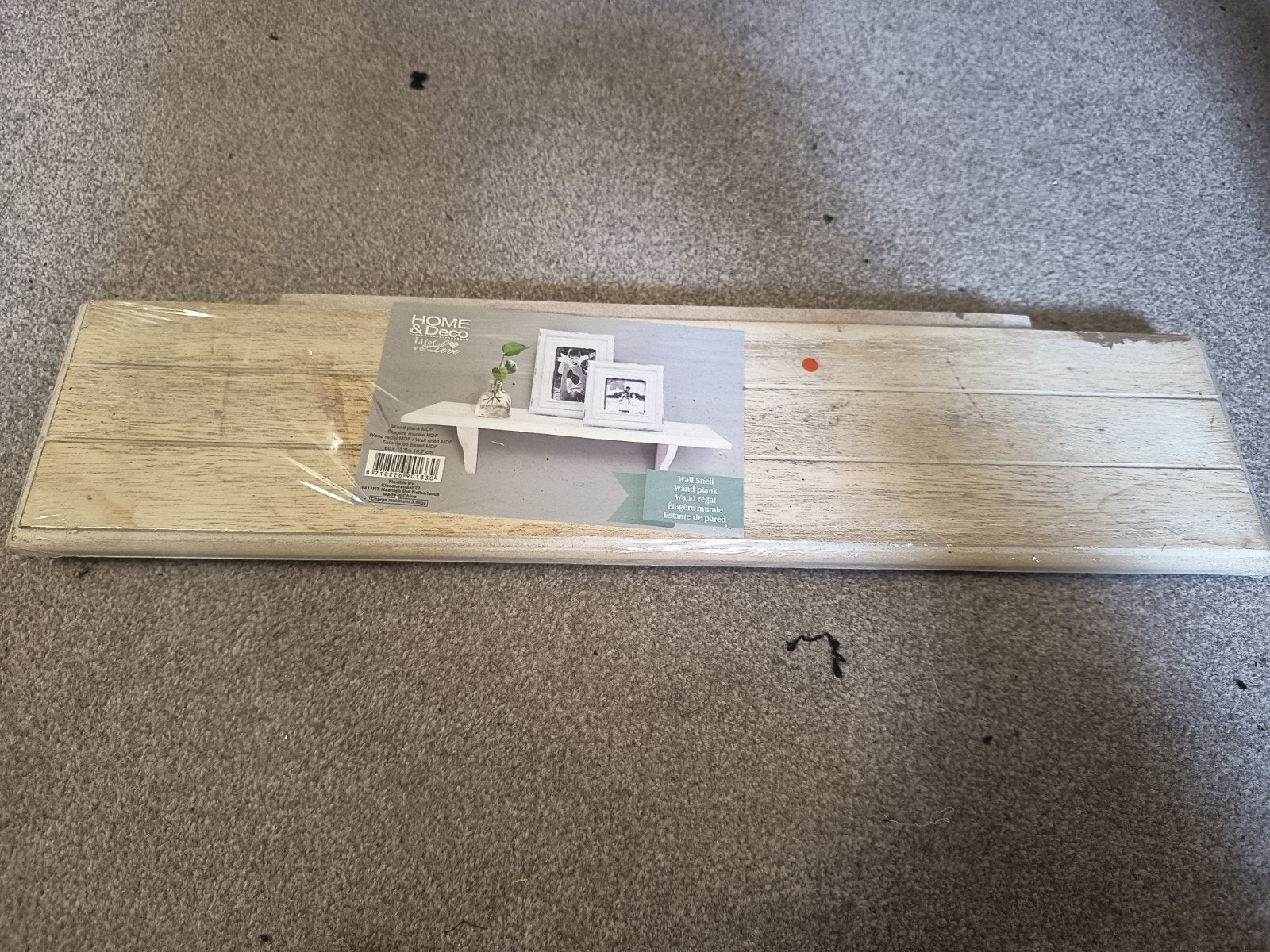 Nieuwe MDF wandplank met beugels - 60x13.5x16.7 cm, Ophalen of Verzenden