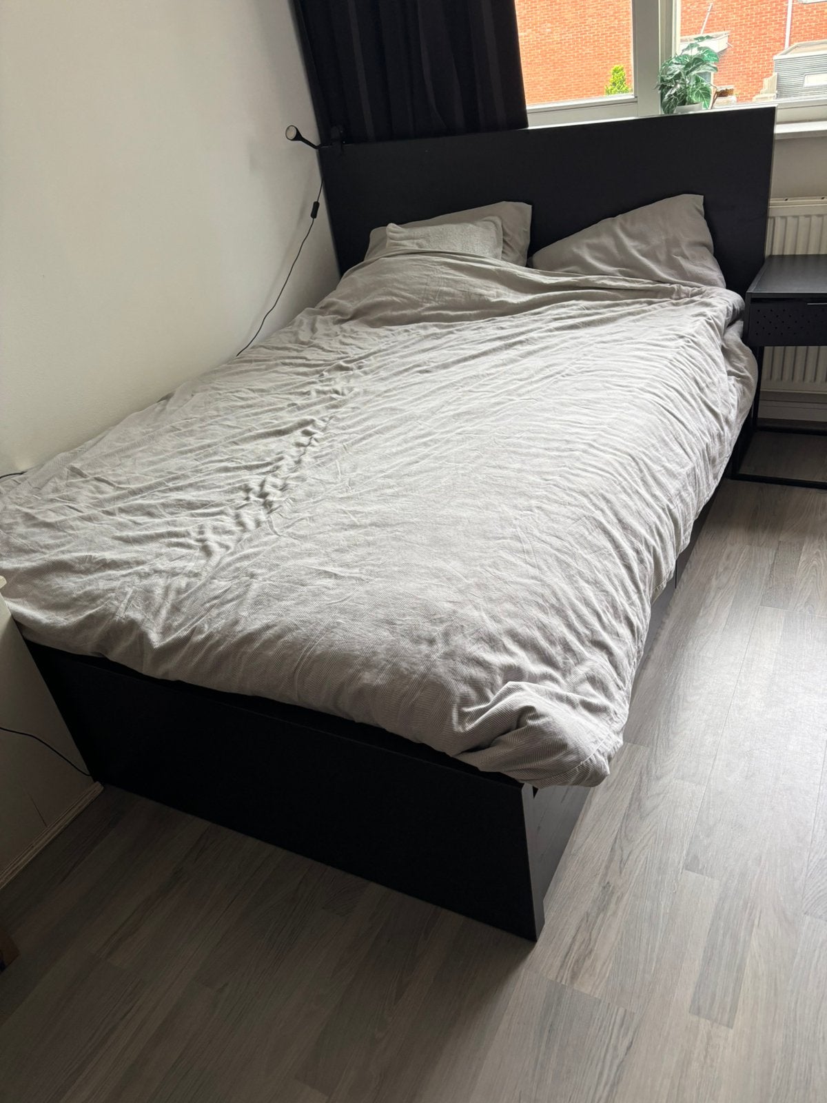 Zwart tweepersoonsbed, Ophalen, Zwart, Tweepersoons, 140 cm