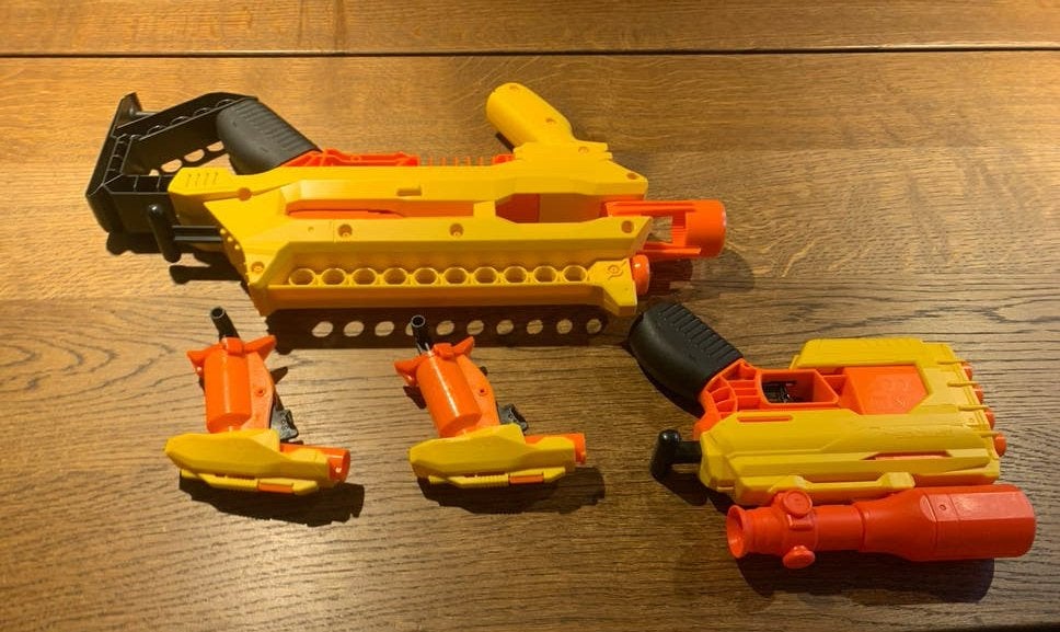 Nerf alpha strike vanguard lr1 optic qs4 en kleine blasters, Ophalen of Verzenden, Gebruikt, Jongen of Meisje