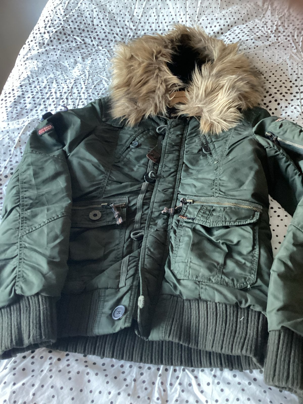 Khujo Groene Warme Winterjas Maat S-M, Ophalen of Verzenden, Zo goed als nieuw, Maat 36 (S), Groen