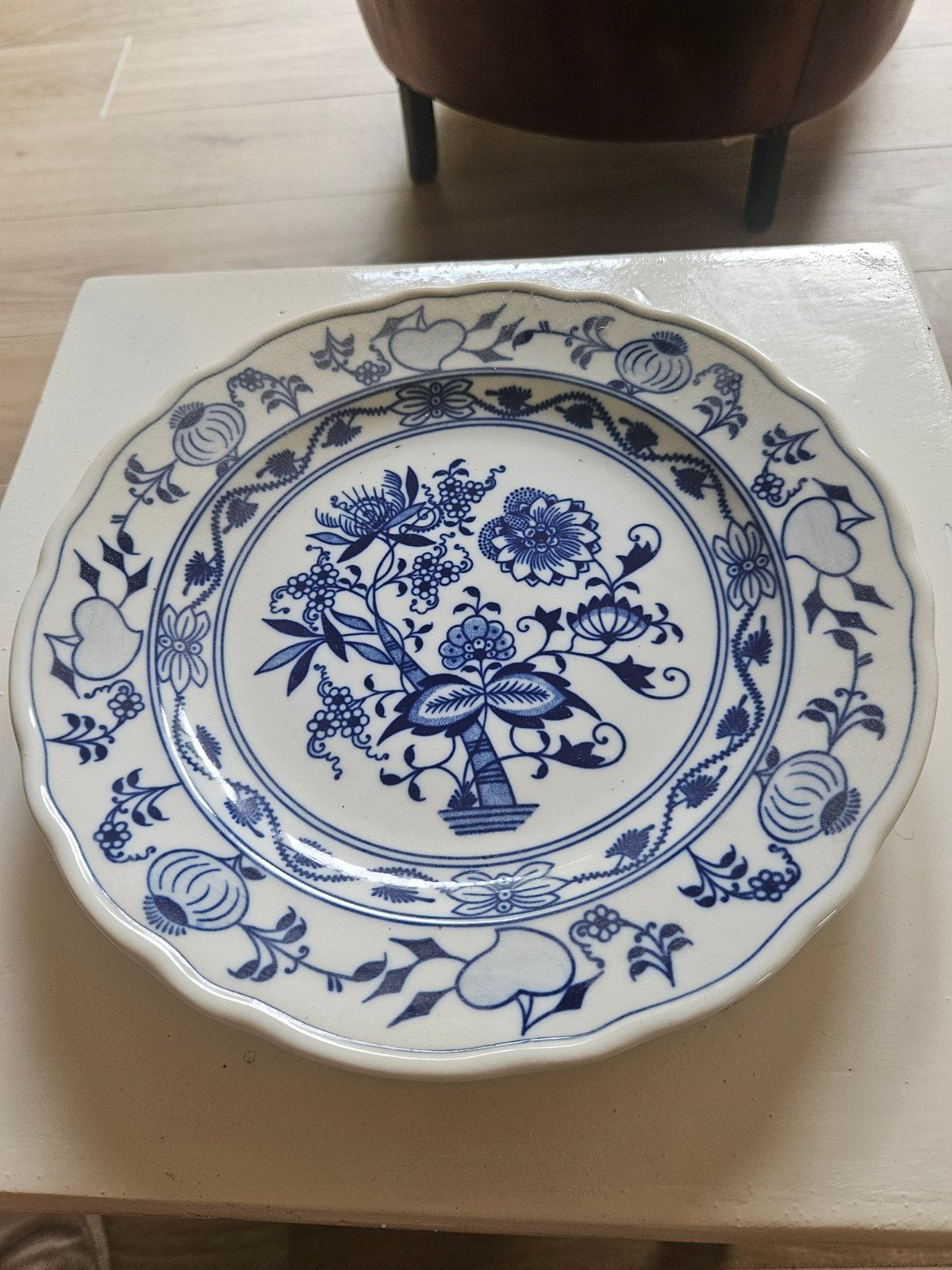 Antiek Meissen Blauw Uienpatroon Porseleinen Bord, Ophalen of Verzenden