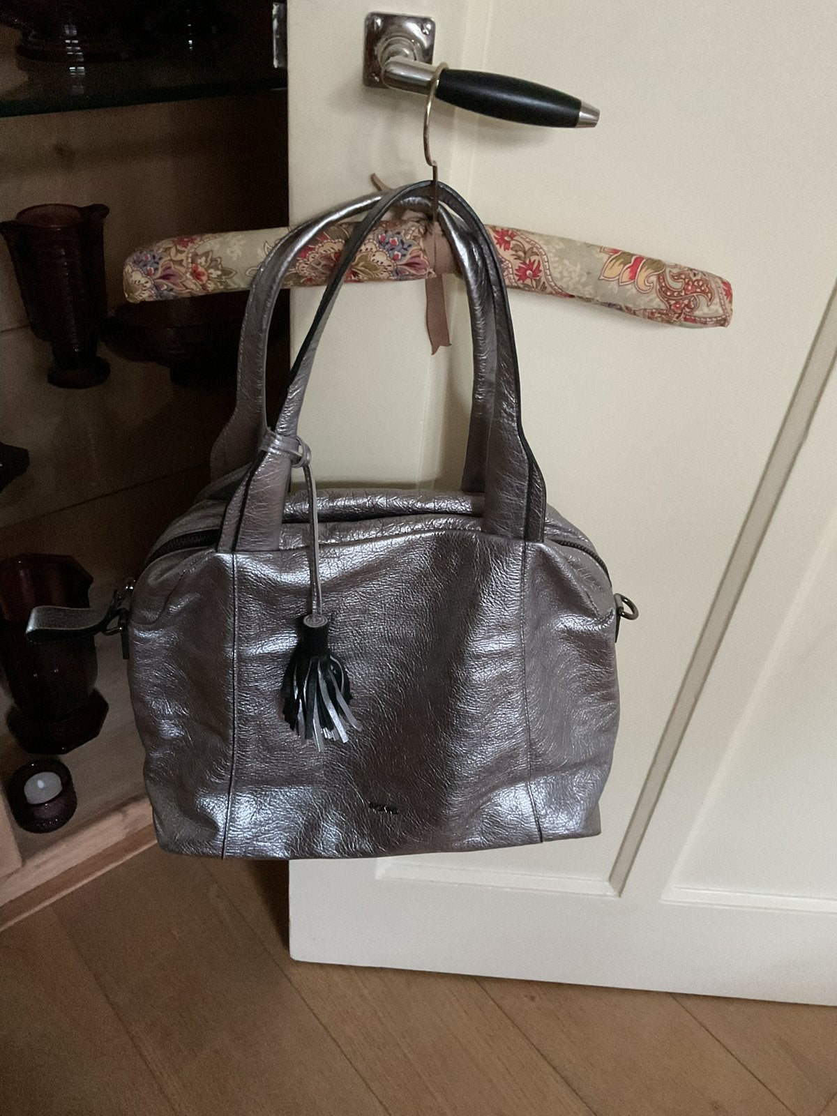 PRACHTIGE ZGAN LEREN PICARD TAS DONKER ZILVER, Overige merken, Ophalen of Verzenden, Zo goed als nieuw, Leer