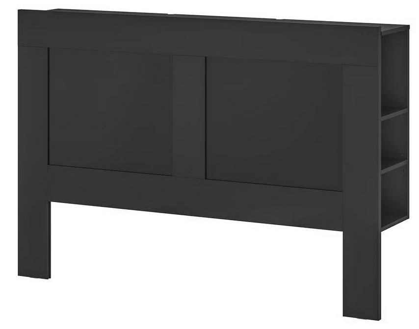 BRIMNES Hoofdeinde met bergruimte, zwart, 140 cm, Huis en Inrichting, Ophalen, Verstelbaar, Zwart, Tweepersoons
