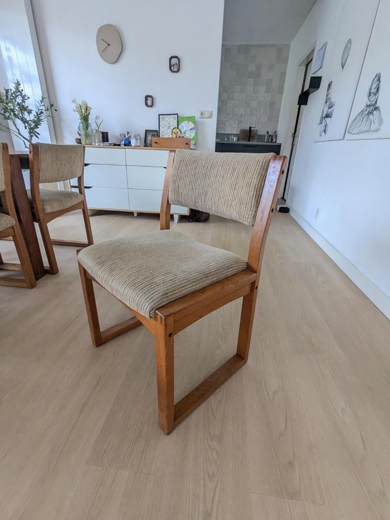 vintage midcentury Deense eetkamer stoelen Dyrlund 6 stuks, Huis en Inrichting, Ophalen, Gebruikt, 75 m² of meer, Parket